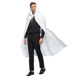 Biely plášť s kapucňou